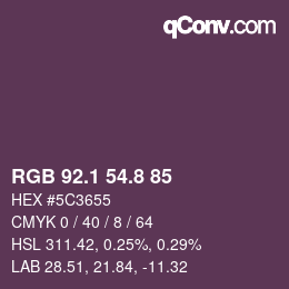 カラーコード: RGB 92.1 54.8 85 | qconv.com