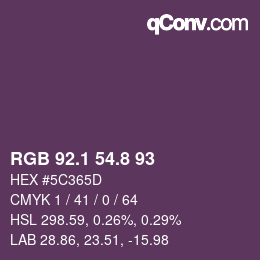 Color code: RGB 92.1 54.8 93 | qconv.com