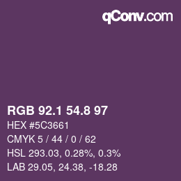 Code couleur: RGB 92.1 54.8 97 | qconv.com