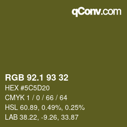 カラーコード: RGB 92.1 93 32 | qconv.com