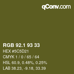 カラーコード: RGB 92.1 93 33 | qconv.com