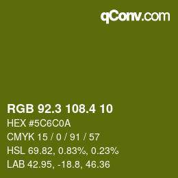 カラーコード: RGB 92.3 108.4 10 | qconv.com