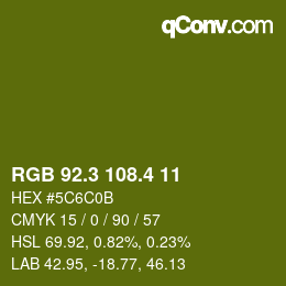 カラーコード: RGB 92.3 108.4 11 | qconv.com