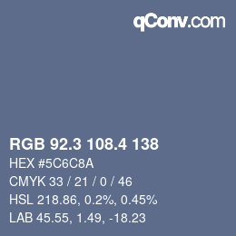 カラーコード: RGB 92.3 108.4 138 | qconv.com