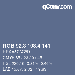 カラーコード: RGB 92.3 108.4 141 | qconv.com