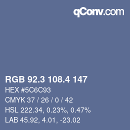 カラーコード: RGB 92.3 108.4 147 | qconv.com