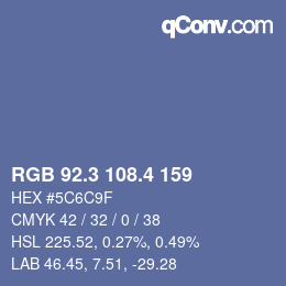 カラーコード: RGB 92.3 108.4 159 | qconv.com