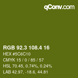 カラーコード: RGB 92.3 108.4 16 | qconv.com