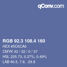 カラーコード: RGB 92.3 108.4 160 | qconv.com