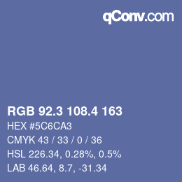 カラーコード: RGB 92.3 108.4 163 | qconv.com