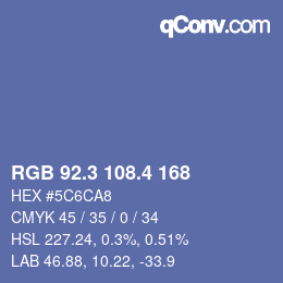 カラーコード: RGB 92.3 108.4 168 | qconv.com