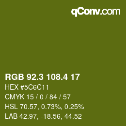 カラーコード: RGB 92.3 108.4 17 | qconv.com