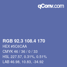 カラーコード: RGB 92.3 108.4 170 | qconv.com