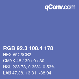 カラーコード: RGB 92.3 108.4 178 | qconv.com