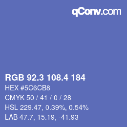 カラーコード: RGB 92.3 108.4 184 | qconv.com