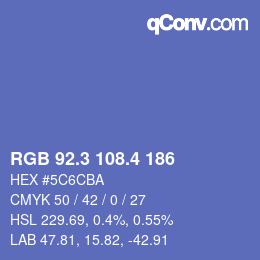 カラーコード: RGB 92.3 108.4 186 | qconv.com