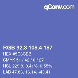 カラーコード: RGB 92.3 108.4 187 | qconv.com