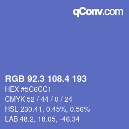 カラーコード: RGB 92.3 108.4 193 | qconv.com
