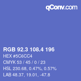 カラーコード: RGB 92.3 108.4 196 | qconv.com
