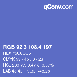 カラーコード: RGB 92.3 108.4 197 | qconv.com