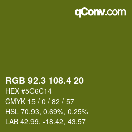 カラーコード: RGB 92.3 108.4 20 | qconv.com