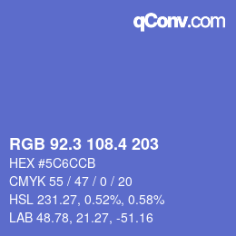 カラーコード: RGB 92.3 108.4 203 | qconv.com