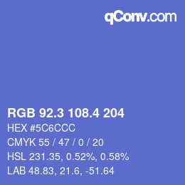 カラーコード: RGB 92.3 108.4 204 | qconv.com
