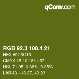 カラーコード: RGB 92.3 108.4 21 | qconv.com