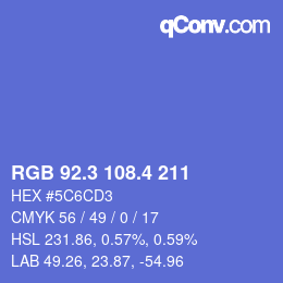 カラーコード: RGB 92.3 108.4 211 | qconv.com