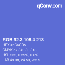 カラーコード: RGB 92.3 108.4 213 | qconv.com