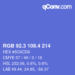 カラーコード: RGB 92.3 108.4 214 | qconv.com