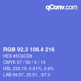 カラーコード: RGB 92.3 108.4 216 | qconv.com