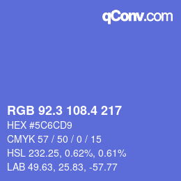 カラーコード: RGB 92.3 108.4 217 | qconv.com