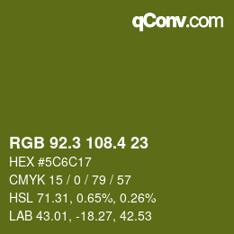 カラーコード: RGB 92.3 108.4 23 | qconv.com