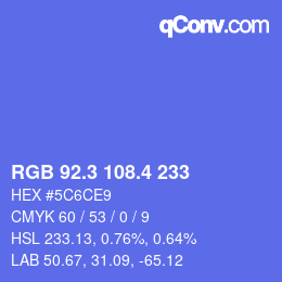 カラーコード: RGB 92.3 108.4 233 | qconv.com
