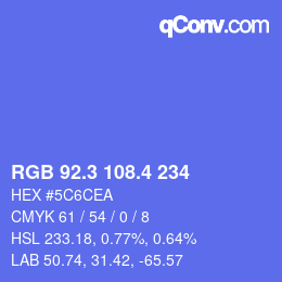 カラーコード: RGB 92.3 108.4 234 | qconv.com
