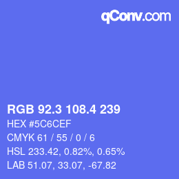 カラーコード: RGB 92.3 108.4 239 | qconv.com