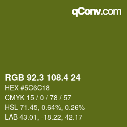 カラーコード: RGB 92.3 108.4 24 | qconv.com