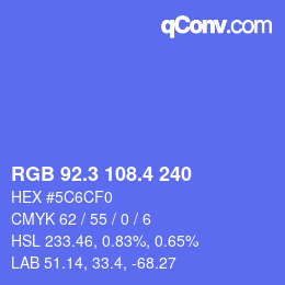 カラーコード: RGB 92.3 108.4 240 | qconv.com