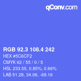 カラーコード: RGB 92.3 108.4 242 | qconv.com