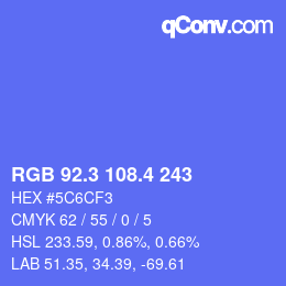 カラーコード: RGB 92.3 108.4 243 | qconv.com