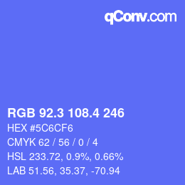 カラーコード: RGB 92.3 108.4 246 | qconv.com