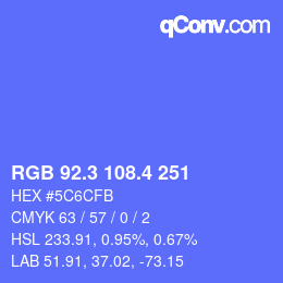 カラーコード: RGB 92.3 108.4 251 | qconv.com