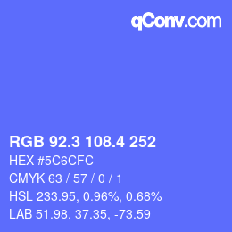 カラーコード: RGB 92.3 108.4 252 | qconv.com