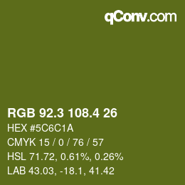 カラーコード: RGB 92.3 108.4 26 | qconv.com