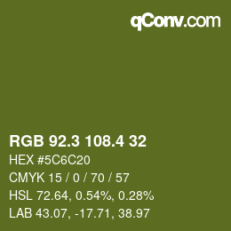 カラーコード: RGB 92.3 108.4 32 | qconv.com