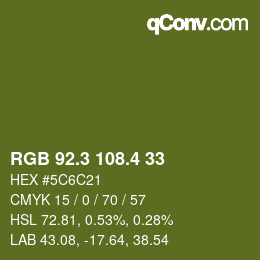 カラーコード: RGB 92.3 108.4 33 | qconv.com
