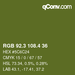 カラーコード: RGB 92.3 108.4 36 | qconv.com