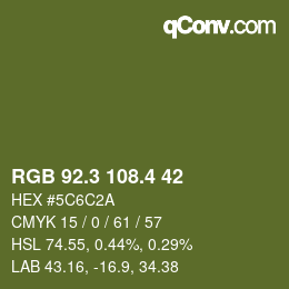 カラーコード: RGB 92.3 108.4 42 | qconv.com