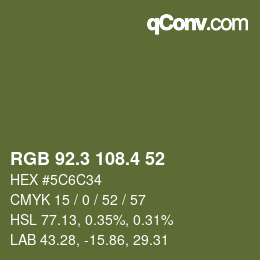 カラーコード: RGB 92.3 108.4 52 | qconv.com